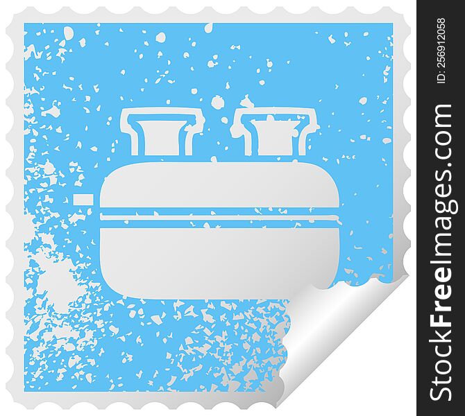 Distressed Square Peeling Sticker Symbol Double Toaster