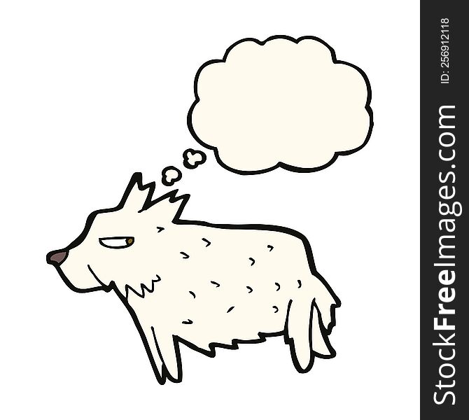 cartoon terrier with thought bubble