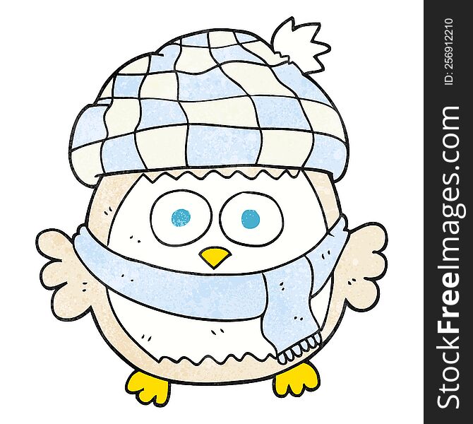 Textured Cartoon Cute Little Owl