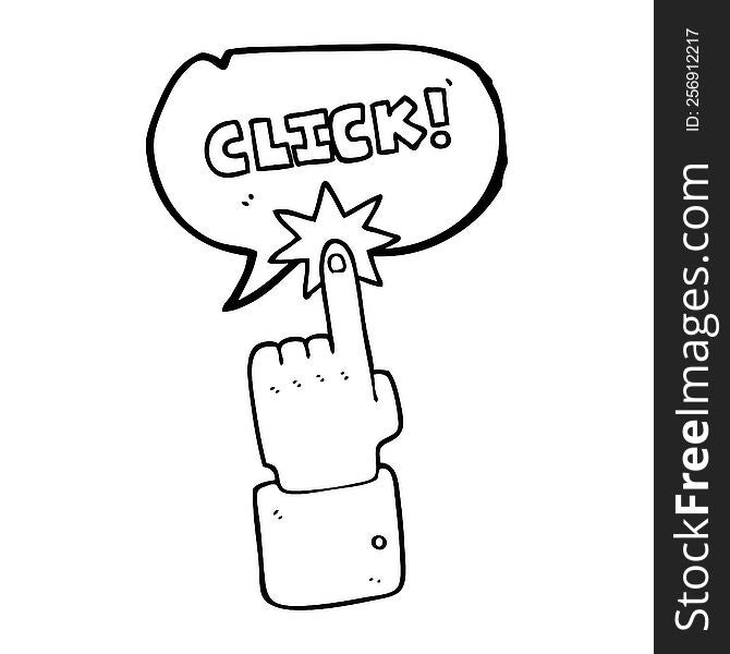 Speech Bubble Cartoon Click Sign With Finger