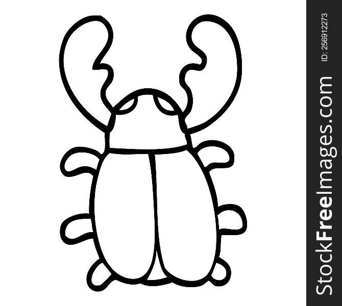 Line Drawing Cartoon Huge Beetle