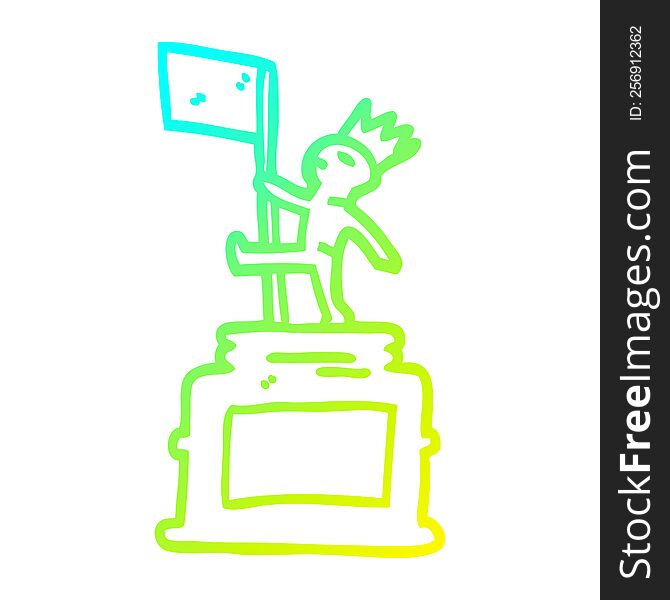 cold gradient line drawing of a cartoon monument statue
