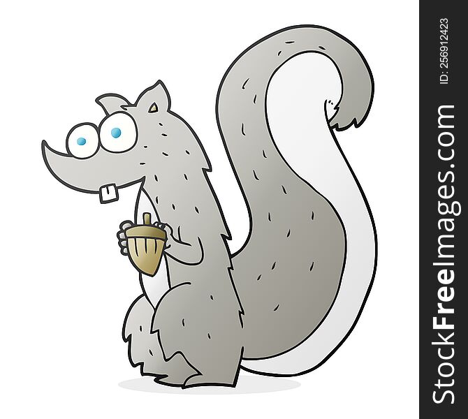 Cartoon Squirrel With Nut