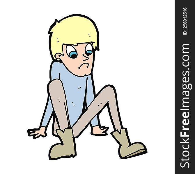 Cartoon Boy Sitting On Floor