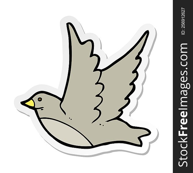 sticker of a cartoon flying bird