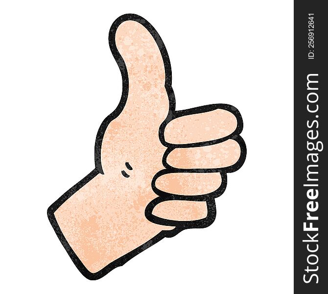 freehand textured cartoon thumbs up sign