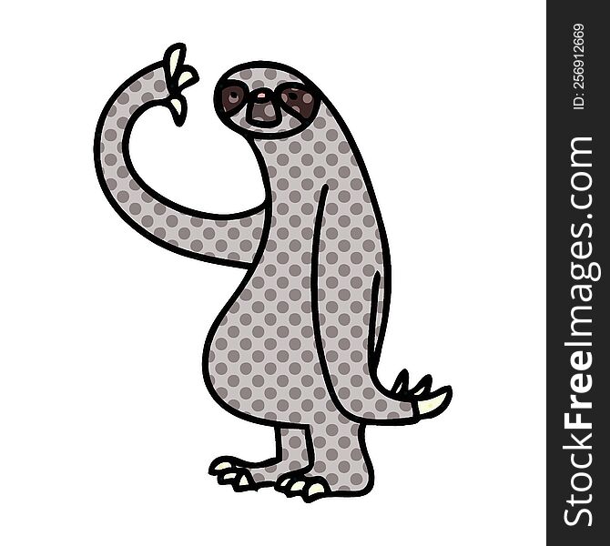 Quirky Comic Book Style Cartoon Sloth