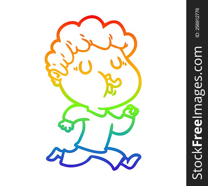 rainbow gradient line drawing of a cartoon man singing