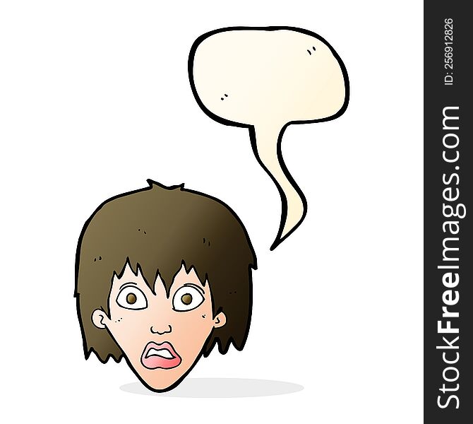 Cartoon Frightened Woman With Speech Bubble