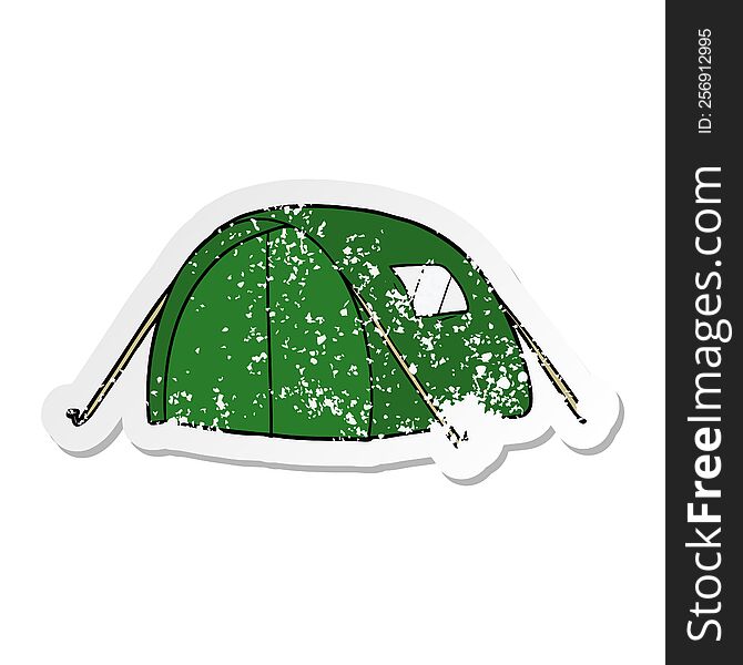 distressed sticker of a cartoon tent