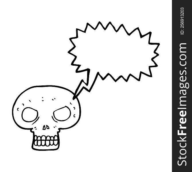 freehand drawn speech bubble cartoon skull