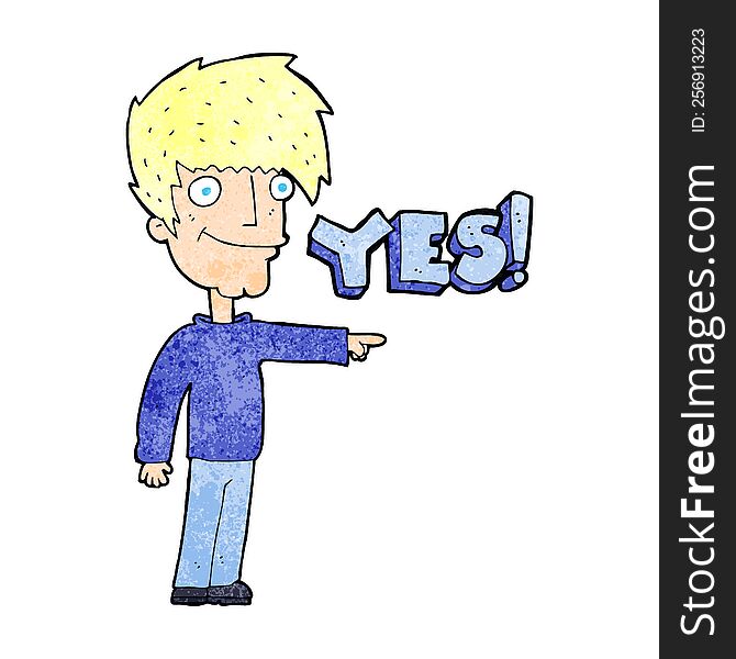 cartoon man saying yes