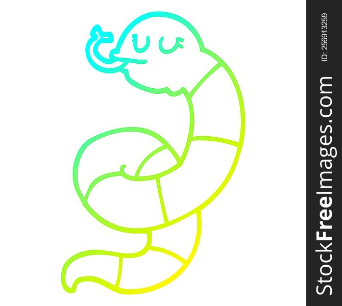 Cold Gradient Line Drawing Cartoon Snake Coiled