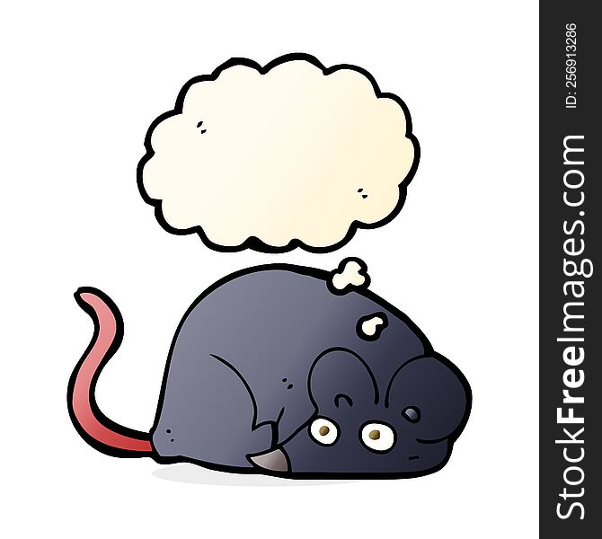 cartoon white mouse with thought bubble