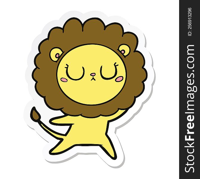 Sticker Of A Cartoon Lion Dancing
