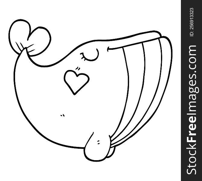 cartoon whale with love heart