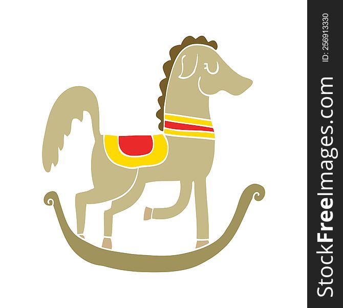 Flat Color Style Cartoon Rocking Horse