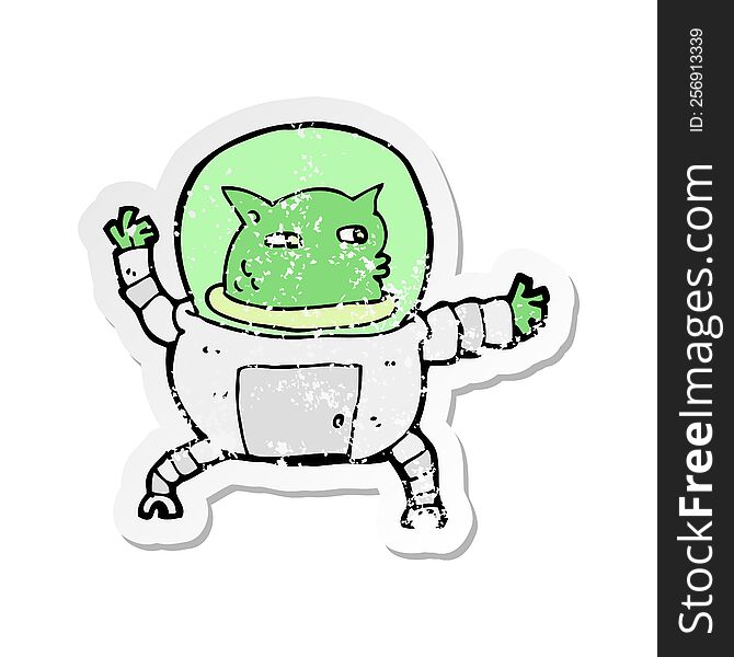 Retro Distressed Sticker Of A Cartoon Alien