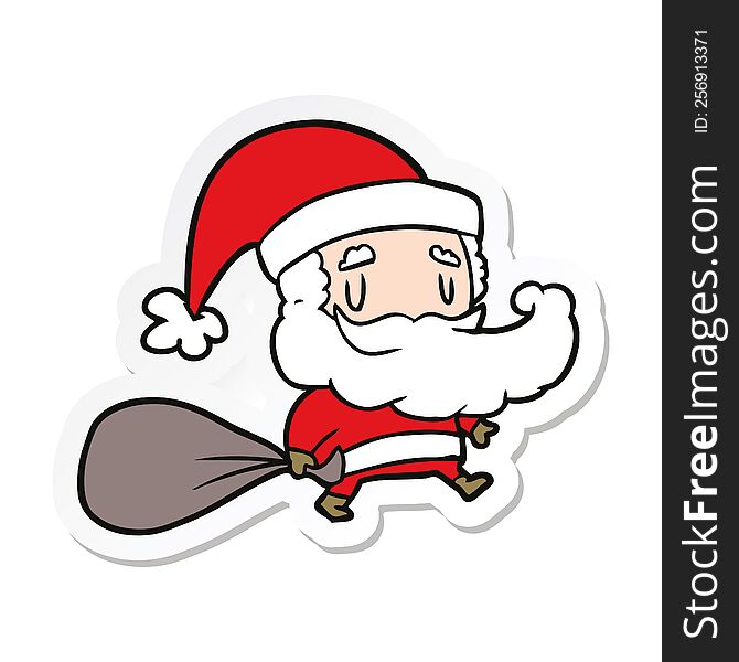 sticker of a cartoon santa claus with sack