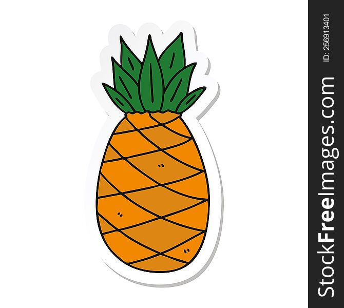 sticker of a quirky hand drawn cartoon pineapple