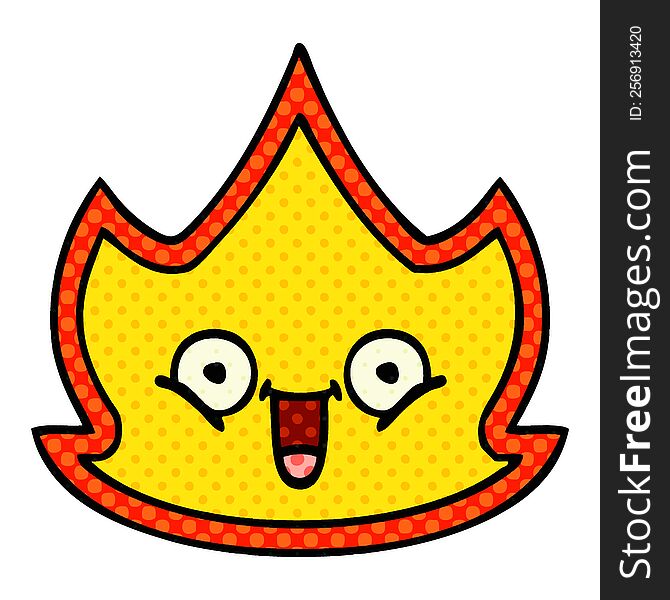 comic book style cartoon of a happy fire