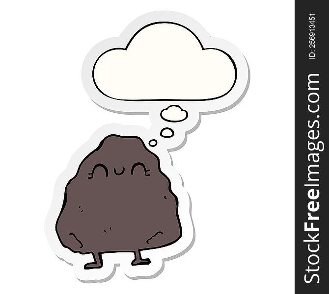 Cartoon Rock And Thought Bubble As A Printed Sticker