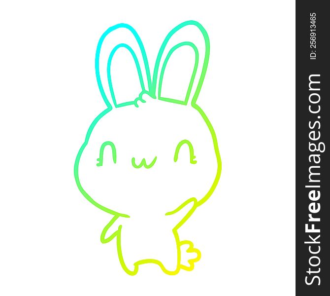 Cold Gradient Line Drawing Cute Rabbit Waving