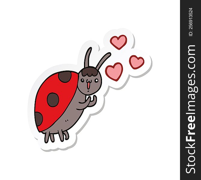 sticker of a cute cartoon ladybug in love