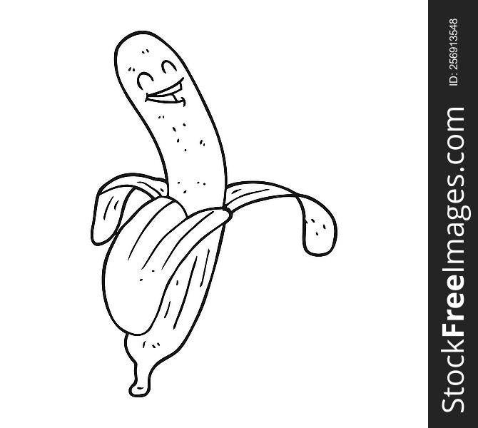 black and white cartoon banana