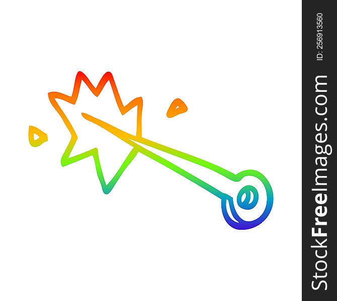rainbow gradient line drawing of a cartoon sewing needle