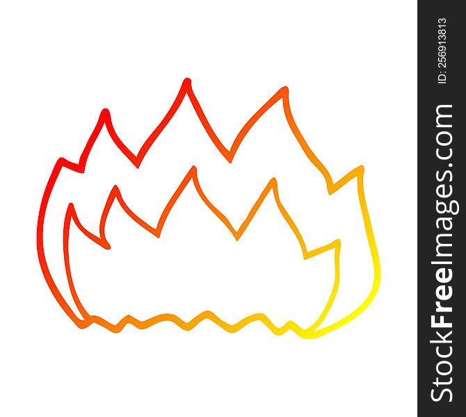 Warm Gradient Line Drawing Cartoon Gas Flame