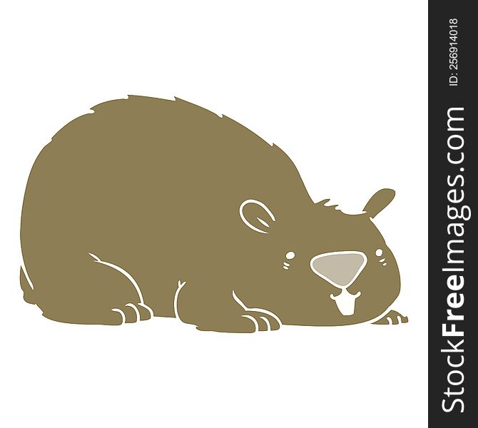 Flat Color Style Cartoon Wombat