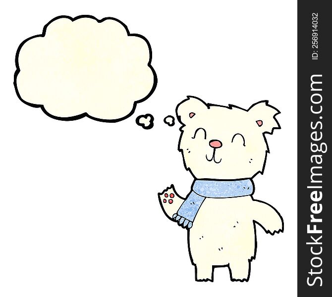 Cartoon Cute Polar Bear Cub With Thought Bubble