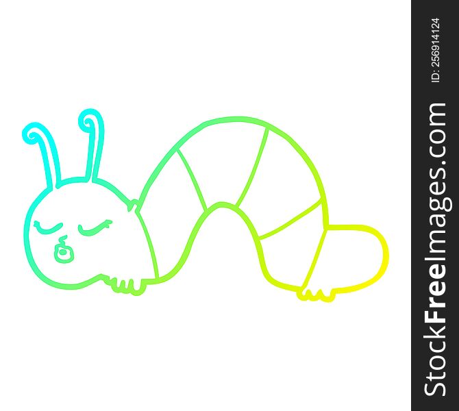 cold gradient line drawing of a cartoon caterpillar