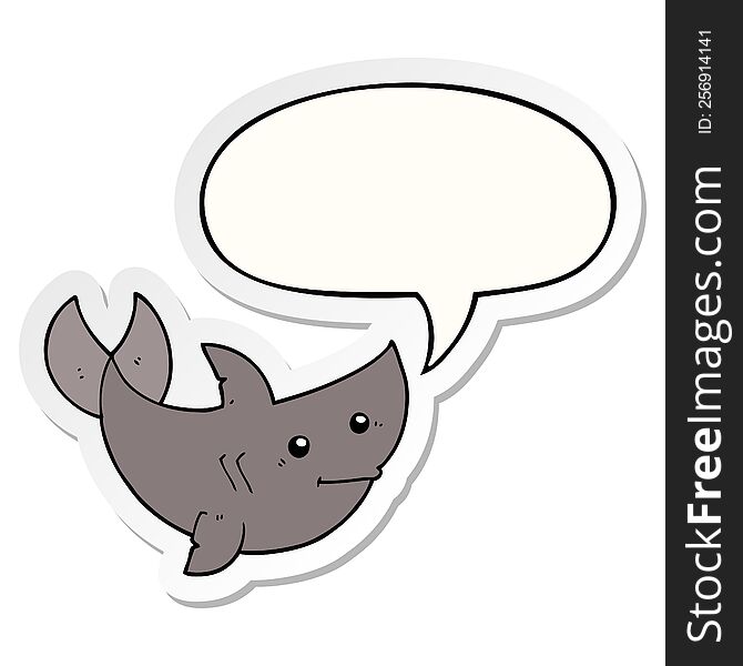 cartoon shark with speech bubble sticker. cartoon shark with speech bubble sticker