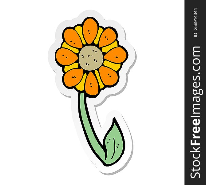 Sticker Of A Cartoon Flower