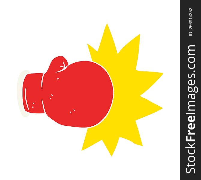 Flat Color Illustration Of A Cartoon Boxing Glove