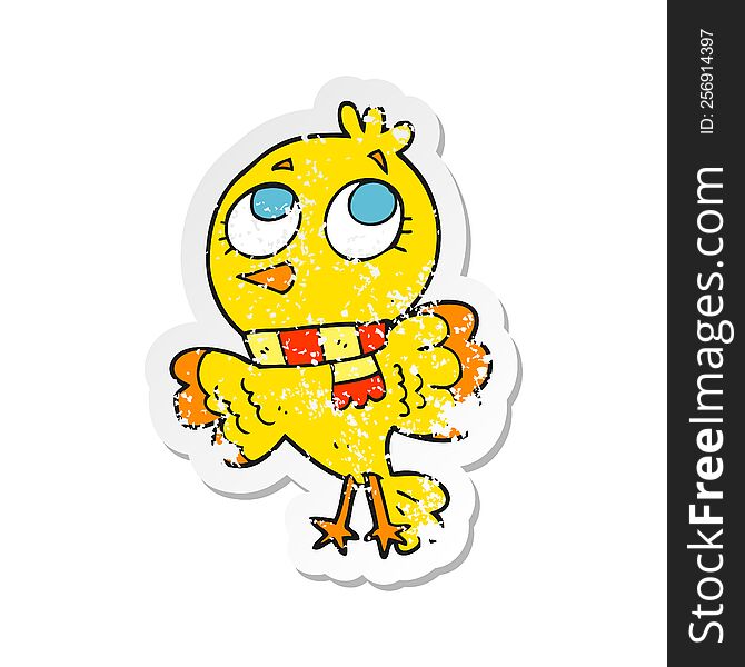 retro distressed sticker of a cute cartoon bird