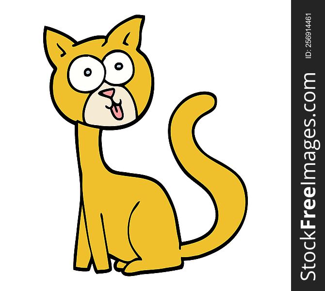 funny hand drawn doodle style cartoon cat