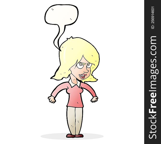 cartoon mean woman with speech bubble