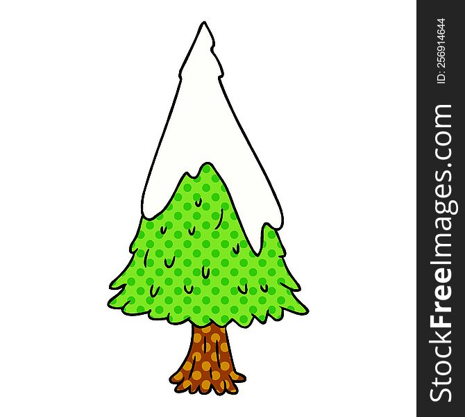 Cartoon Doodle Single Snow Covered Tree