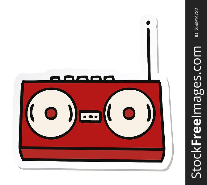 Sticker Of A Cute Cartoon Stereo