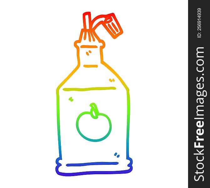 rainbow gradient line drawing of a cartoon tomato ketchup