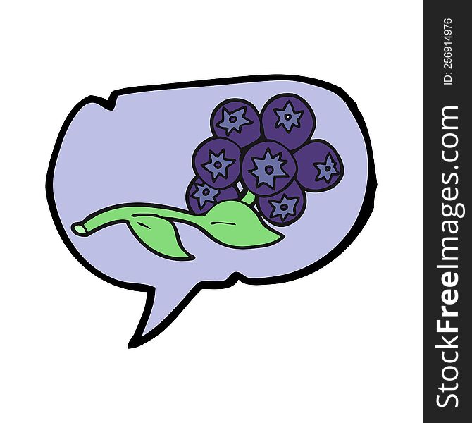 freehand drawn speech bubble cartoon blueberries