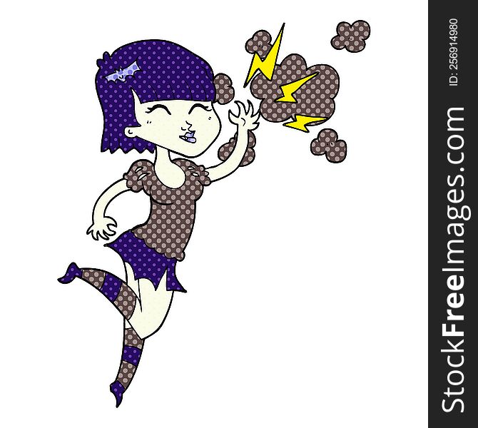 Cartoon Vampire Girl Flying