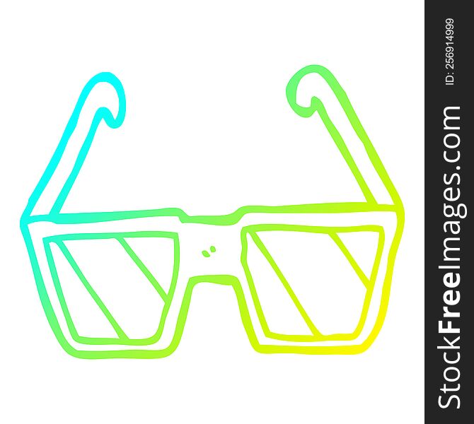 Cold Gradient Line Drawing Cartoon Glasses
