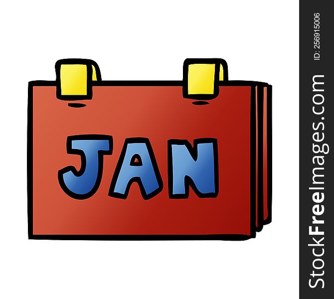 hand drawn gradient cartoon doodle of a calendar with jan