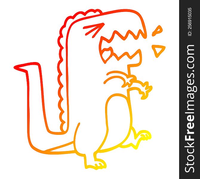 Warm Gradient Line Drawing Cartoon Roaring T Rex