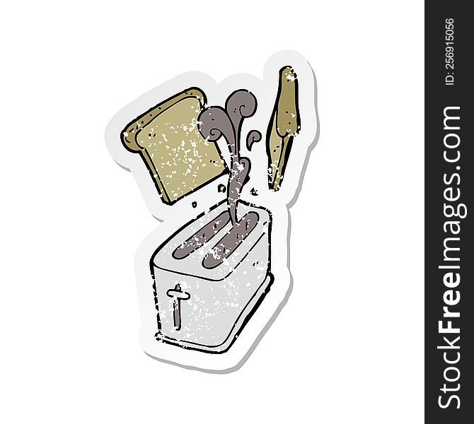 retro distressed sticker of a cartoon toaster spitting out bread
