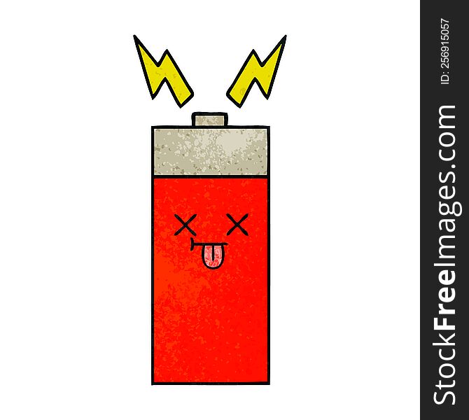 Retro Grunge Texture Cartoon Battery